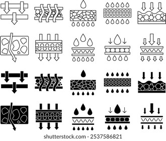 Conjunto de Ilustración vectorial de iconos permeables