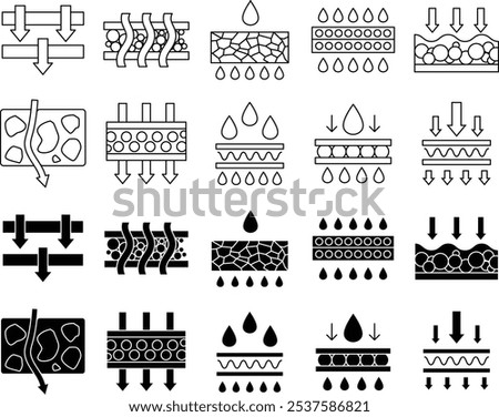 Permeable icon vector illustration set