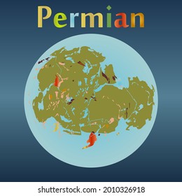 Permian period in the history of the Earth. Ancient continent. 