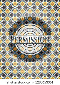 Permission arabic emblem background. Arabesque decoration.