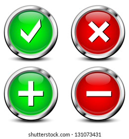 Permission buttons set, vector illustration