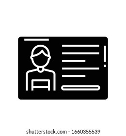 Permission card black icon, concept illustration, vector flat symbol, glyph sign.