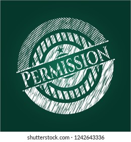 Permission chalkboard emblem written on a blackboard