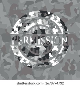 Permission grey camouflaged emblem. Vector Illustration.