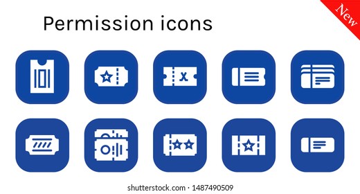 permission icon set. 10 filled permission icons.  Simple modern icons about  - Ticket, Tickets
