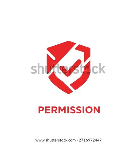 Permission shield security approved checkmark vector icon. Protection guarantee warranty design on transparent background.