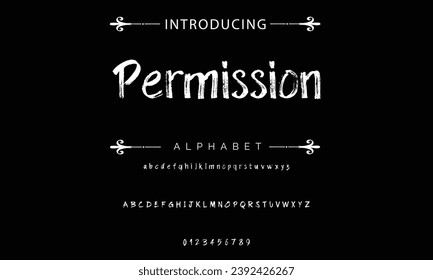 Permission Stylish brush painted an uppercase vector letters, alphabet, typeface.