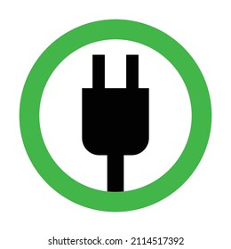 Permiso para usar tomacorriente eléctrico. Cargo permitido. Silhouette de una toma eléctrica en un círculo. Vector.