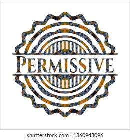 Permissive arabesque style emblem. arabic decoration.