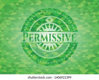Permissive green emblem with mosaic ecological style background. Vector Illustration. Detailed.