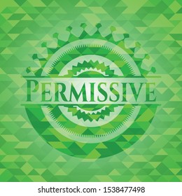 Permissive green mosaic emblem. Vector Illustration. Detailed.