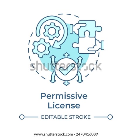 Permissive license soft blue concept icon. Copyright protection, teamwork hands. Round shape line illustration. Abstract idea. Graphic design. Easy to use in infographic, presentation