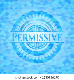 Permissive realistic light blue mosaic emblem