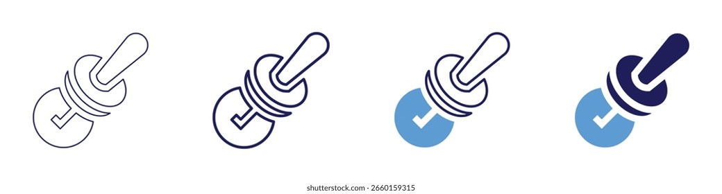 Icono de Aprobación de permiso en 4 estilos diferentes. Línea delgada, línea, línea en negrita, duotono. Estilo duotono. Trazo editable.