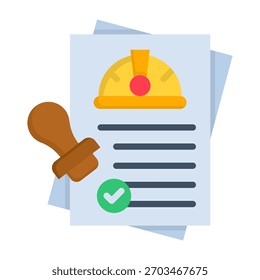 Permit Approval Icon Flat Style Vector Illustration