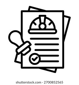 Permitir Aprovação Ícone Estilo de Linha Ilustração do Vetor