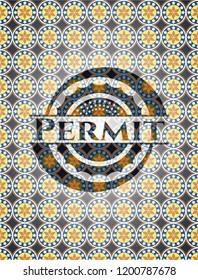 Permit arabesque emblem. arabic decoration.