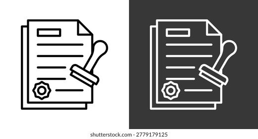 Permit Black And White Icon Set Collection Pack Vector Illustration