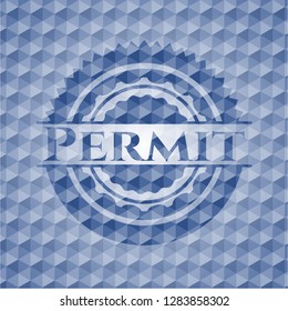 Permit blue badge with geometric pattern background.