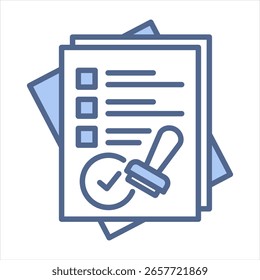 Ilustración vectorial de icono azul de permiso