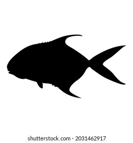 permit  fish , vector illustration, black silhouette, side view