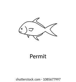 permit icon. Element of marine life for mobile concept and web apps. Thin line permit icon can be used for web and mobile. Premium icon on white background