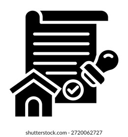 Permit Icon Glyph Style Vector Illustration