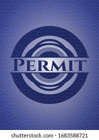 Permit with jean texture. Vector Illustration. Detailed.