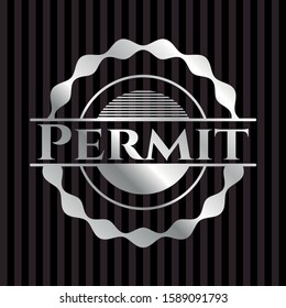 Permit silvery shiny emblem. Vector Illustration. Mosaic.
