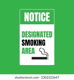 Permitted smoking area sign, smoking allowed here banner, designated smoking area sign