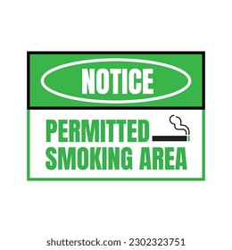 Permitted smoking area sign, smoking allowed here banner, designated smoking area sign