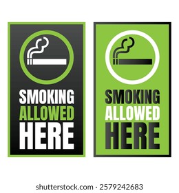 Permitted smoking room sign icon, Smoking area sign illustration, Designated smoking area symbol