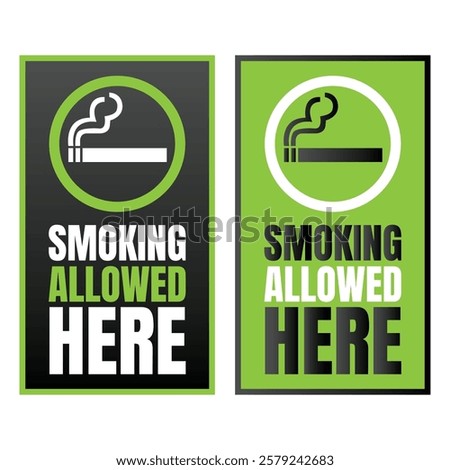 Permitted smoking room sign icon, Smoking area sign illustration, Designated smoking area symbol