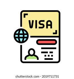 permitting document visa color icon vector. permitting document visa sign. isolated symbol illustration