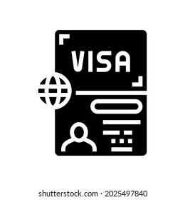 permitting document visa glyph icon vector. permitting document visa sign. isolated contour symbol black illustration