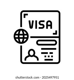 permitting document visa line icon vector. permitting document visa sign. isolated contour symbol black illustration