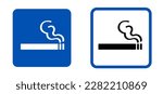 permitting. Smoking allowed prohibition sign. Cartoon smoking icon or pictogram. Smoke signage or smoking here. Cigarette, tobacco or smoke area or zone. Mandatory, blue symbol for public places