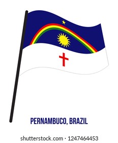 Pernambuco Flag Waving Vector Illustration on White Background. States Flag of Brazil.