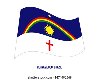 Pernambuco Flag Waving Vector Illustration on White Background. States Flag of Brazil.