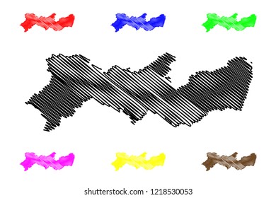 Pernambuco (Region of Brazil, Federated state, Federative Republic of Brazil) map vector illustration, scribble sketch Pernambuco map