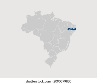 Pernambuco Region Highlighted on Brazil Map Eps 10