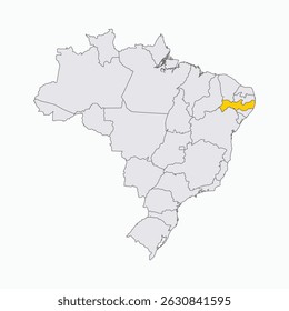 Pernambuco Region destaque no mapa do Brasil