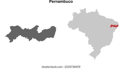 Conjunto de mapas em branco do estado de Pernambuco