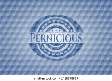 Pernicious blue emblem with geometric background. Vector Illustration. Detailed.