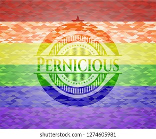 Pernicious emblem on mosaic background with the colors of the LGBT flag