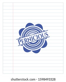 Pernicious pen effect. Blue ink. Vector Illustration. Detailed.