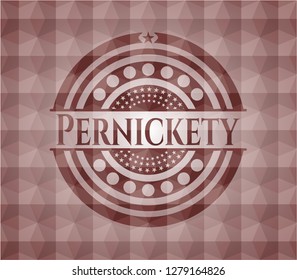 Pernickety red emblem with geometric pattern. Seamless.