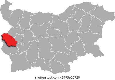 Mapa de PERNIK REGIÓN de BULGARIA 3d mapa isométrico