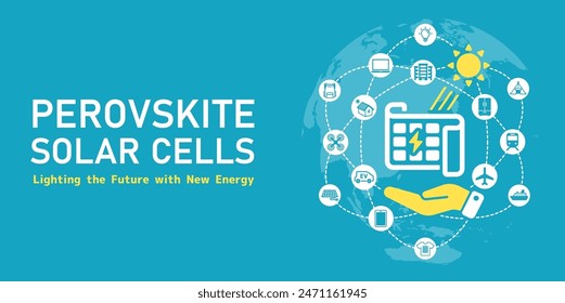 Perovskite solar cell applications vector banner illustration