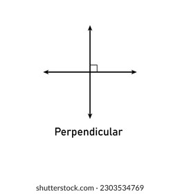 Perpendicular lines in elementary geometry in mathematics. Mathematics resources for teachers and students. Vector illustration isolated on white background.